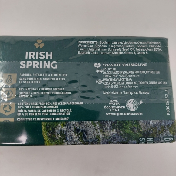 Irish Spring Deodorant Soap Bar Original Clean with Flaxseed Oil 6 Pack - Picture 7 of 8